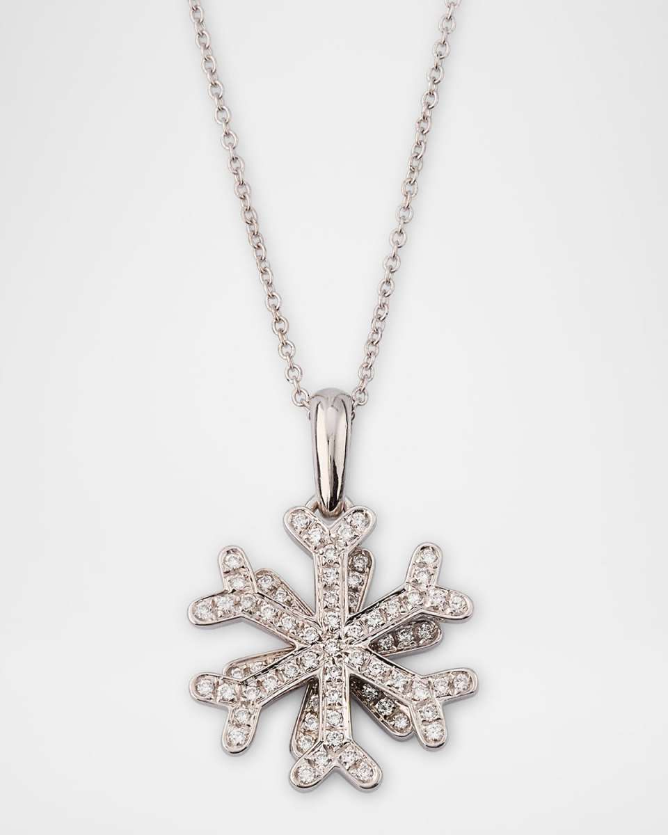 Estate MarinaB 18K White Gold Diamond Snowflake Necklace